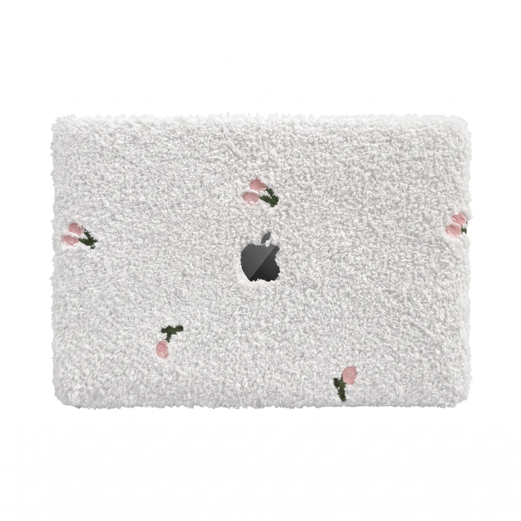 The Flora Laptop Case - rosebud boucle, top view