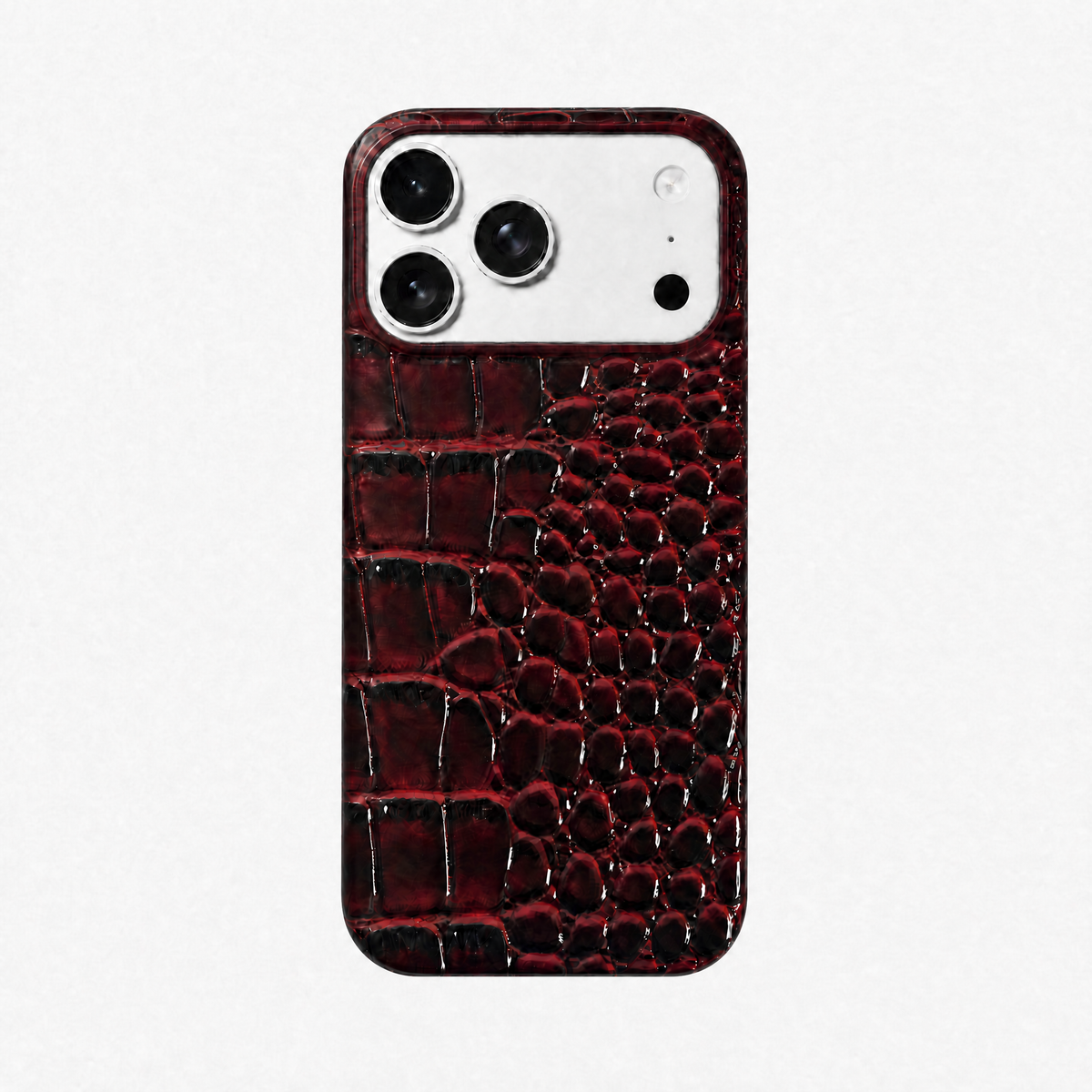 The Cherie iPhone Case - cherry red crocodile, back view