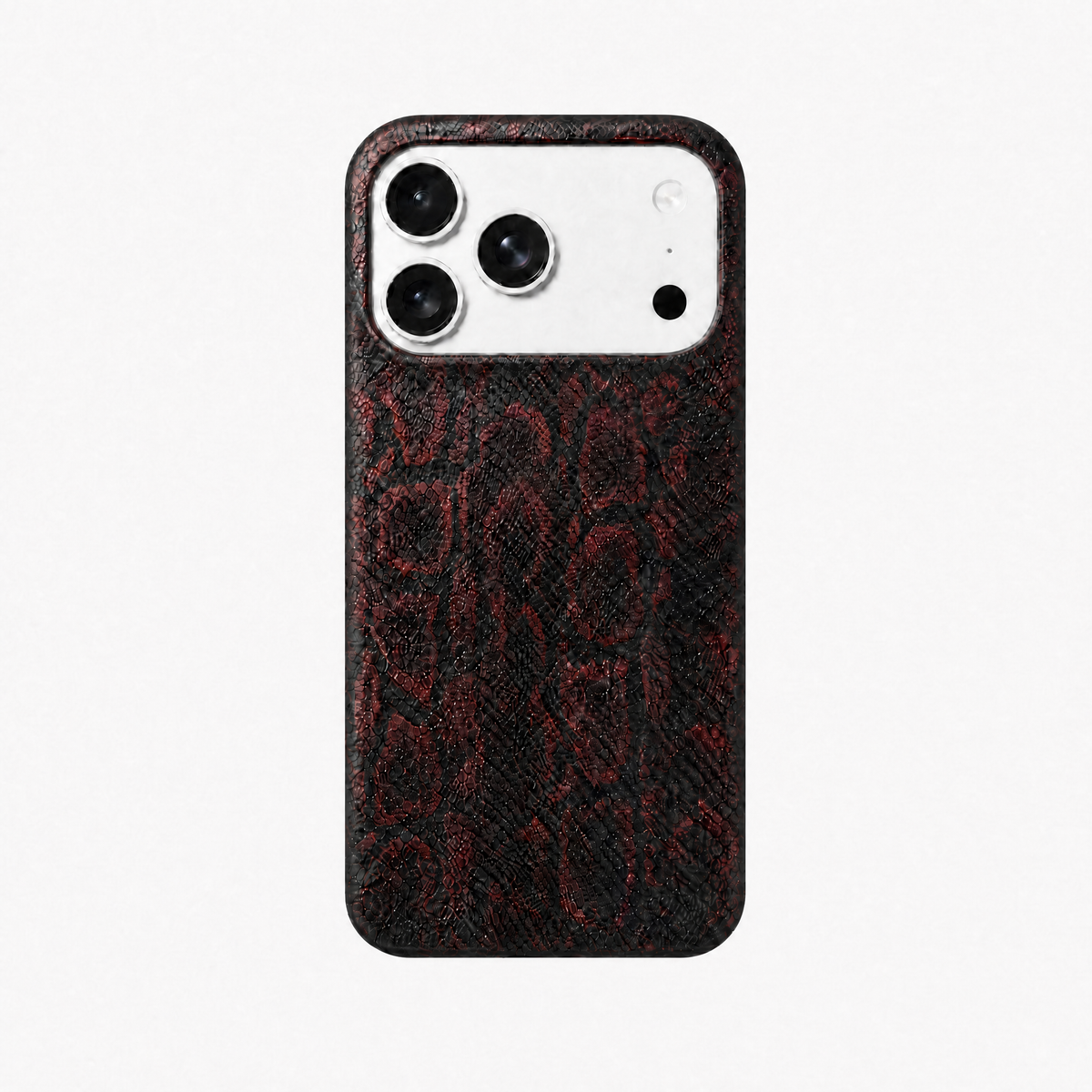 The Scarlett iPhone Case - brown-red snakeskin, back view