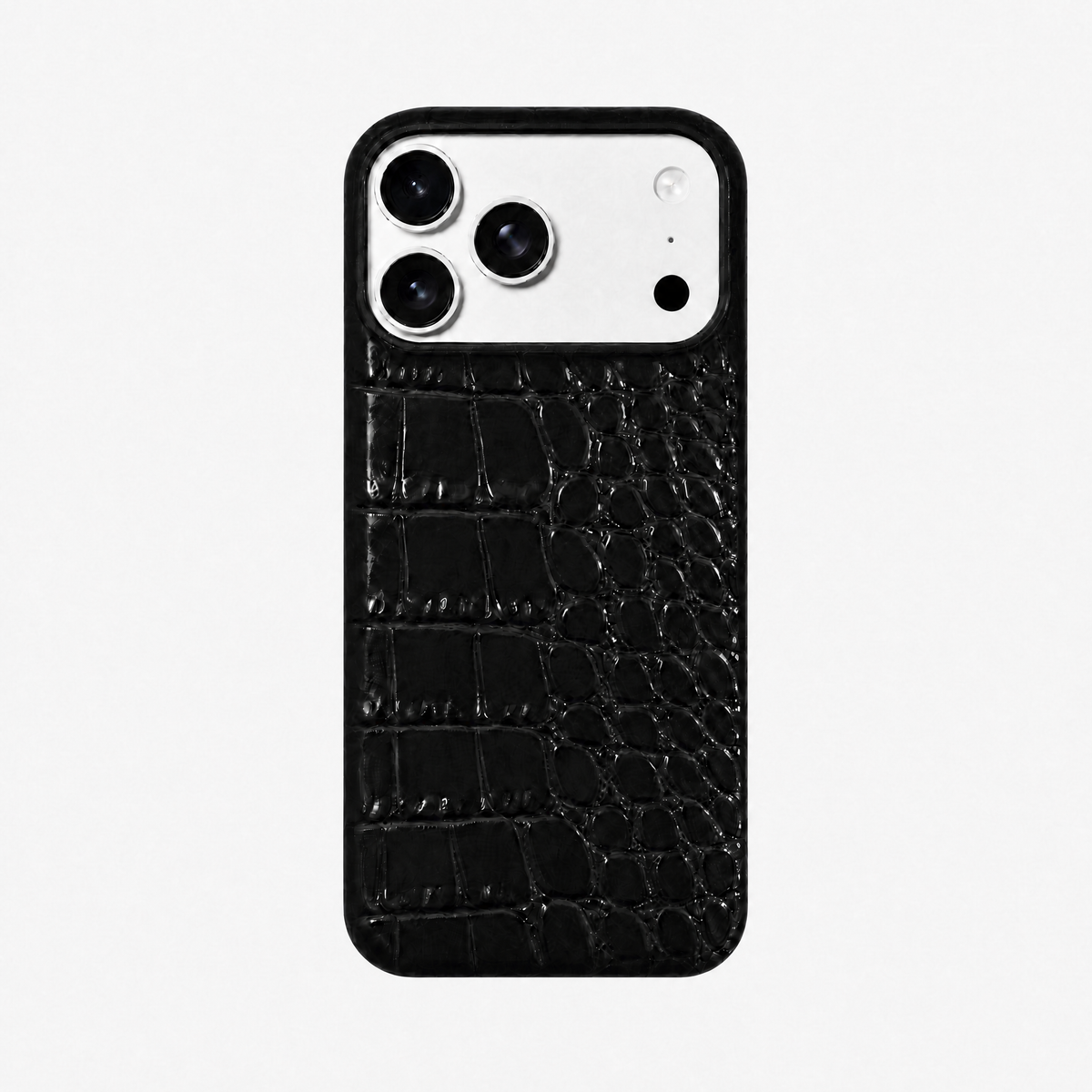 The Raven iPhone Case - black crocodile, back view