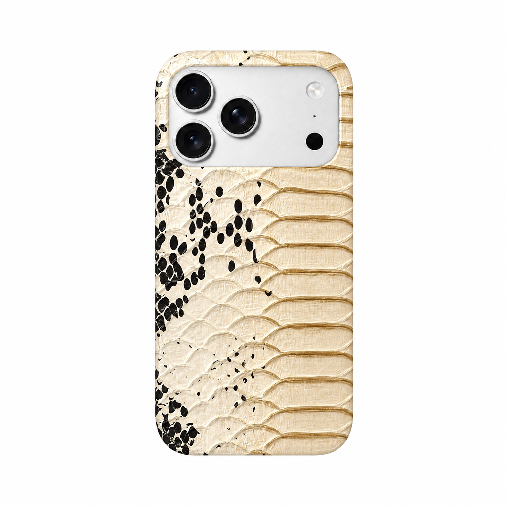 The Goldie iPhone Case - cream python, back view