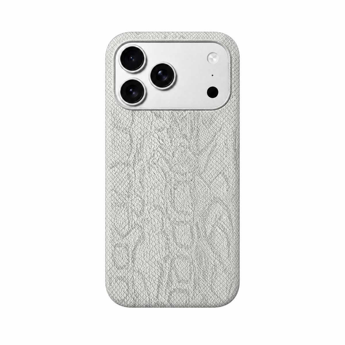 The Elsa iPhone Case - white embossed snakeskin, back view