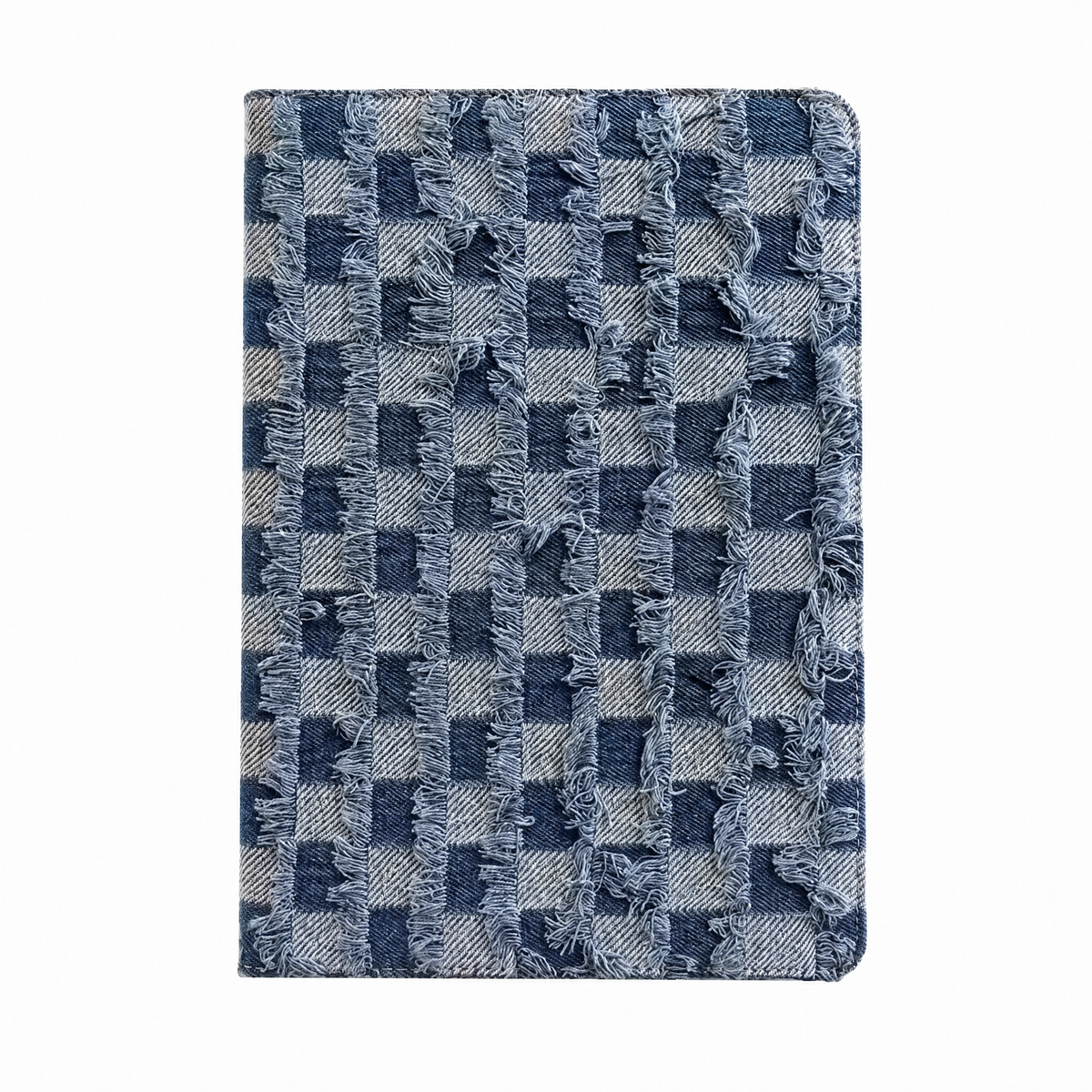 The Delphine iPad Case - denim check folio, front view