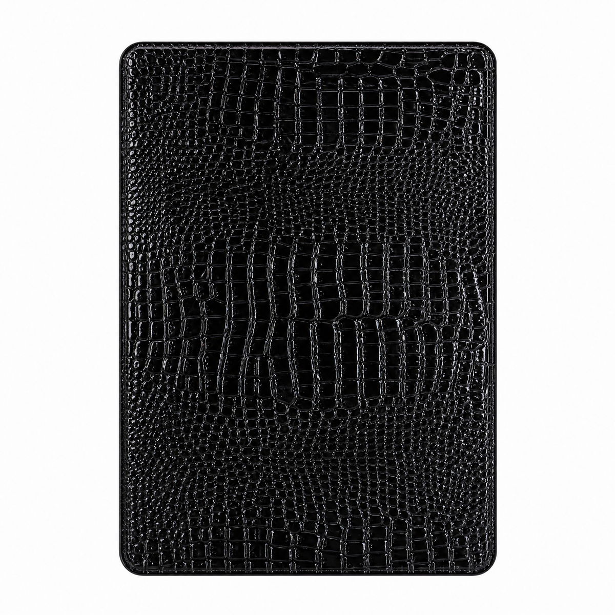 The Nera iPad Case - black crocodile folio, front view