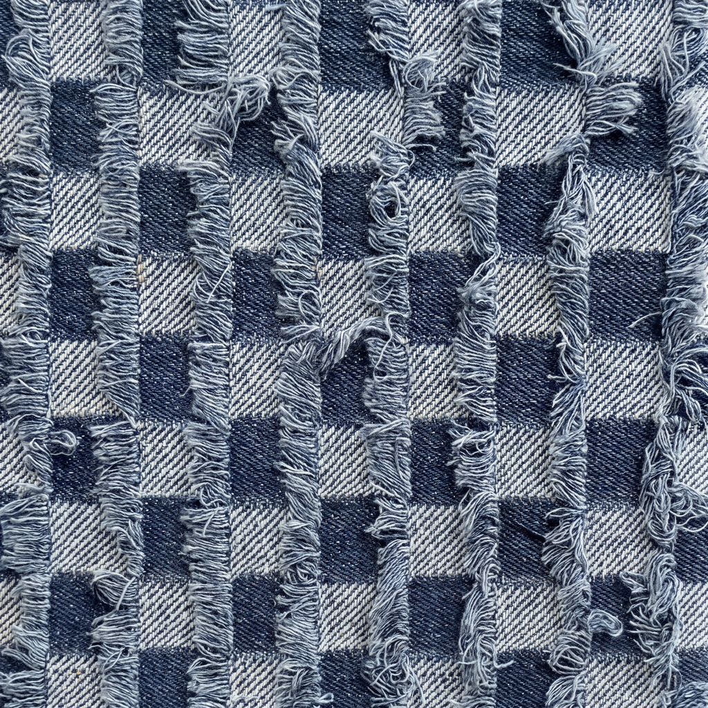 The Delphine iPad Case - denim check texture close-up